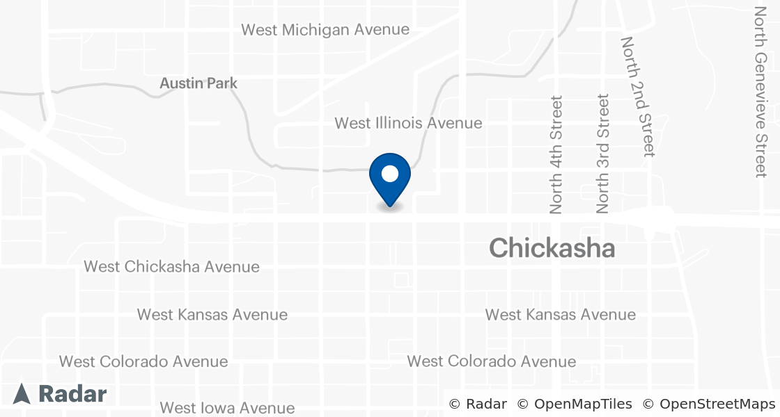 Map of Dairy Queen Location:: 720 W Choctaw Ave, Chickasha, OK, 73018-2342